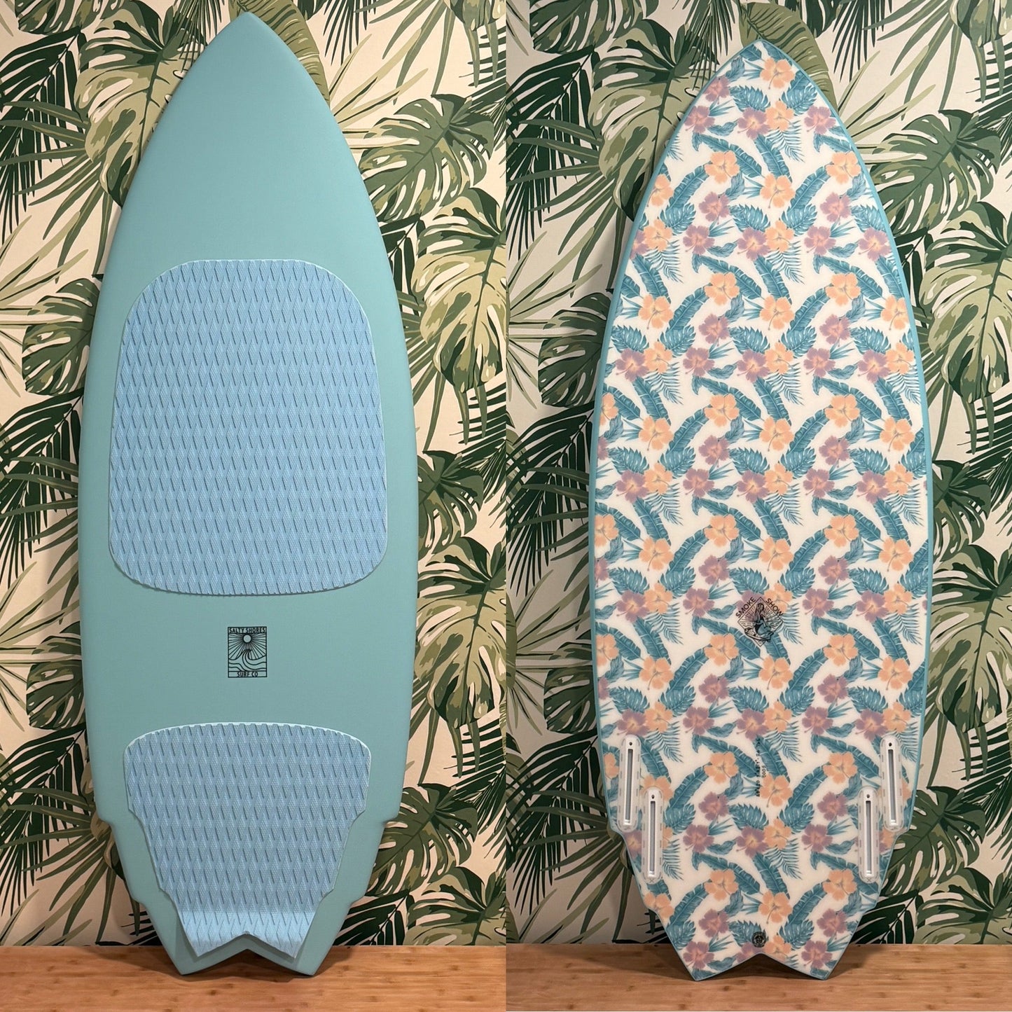 Smoke Show Wake Surfboard – Floral Inlay Aqua